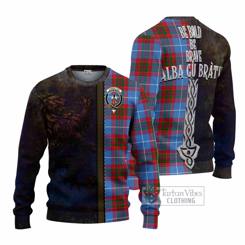 Congilton Tartan Family Crest Knitted Sweater Alba Gu Brath Be Brave Lion Ancient Style - Tartan Vibes Clothing