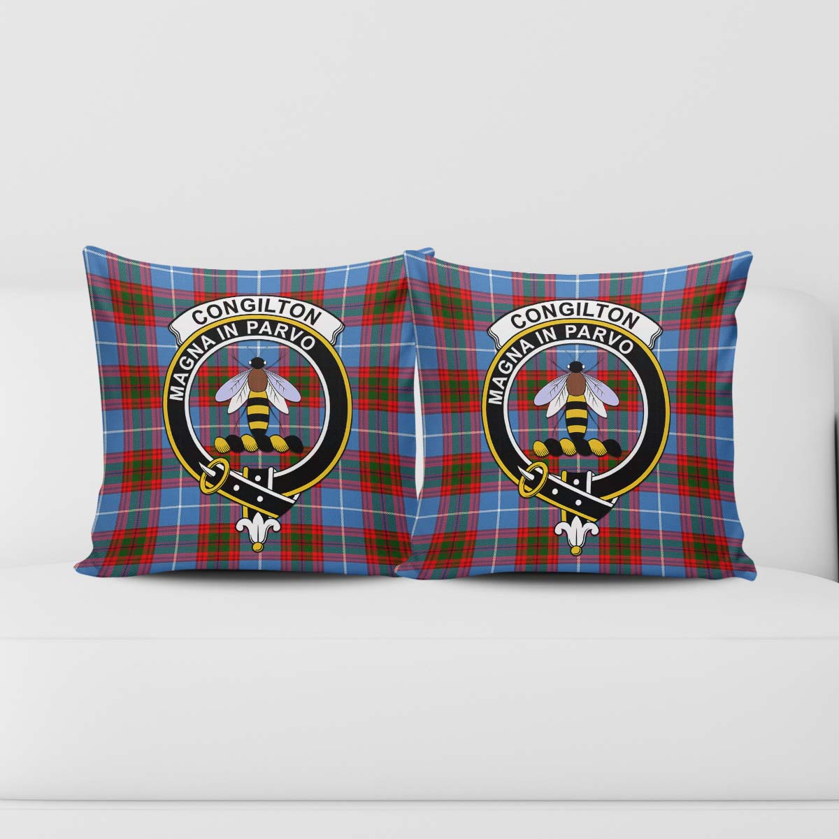 Congilton Tartan Pillow Cover with Family Crest - Tartan Vibes Clothing