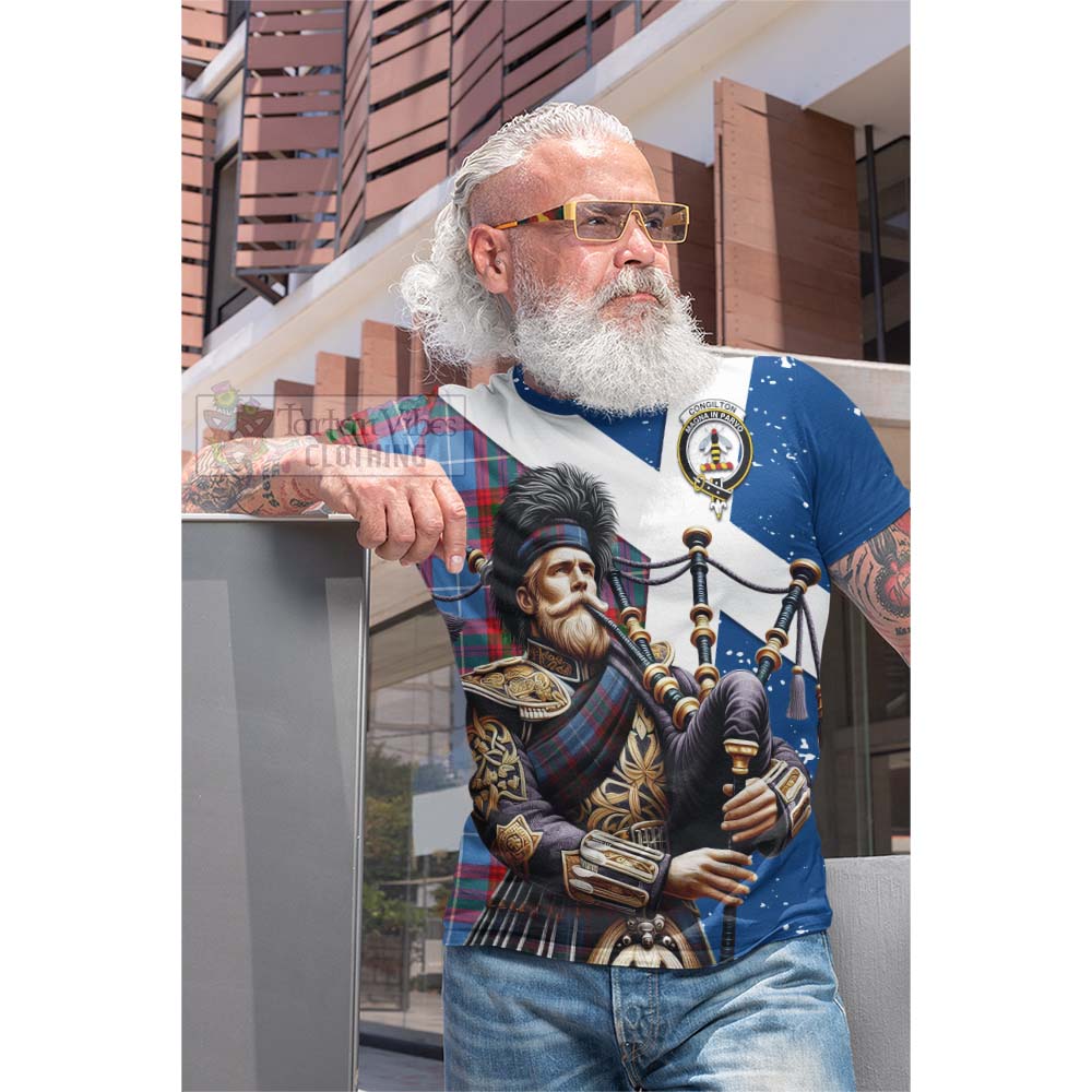 Congilton Tartan Cotton T-shirt with Family Crest Scottish Bagpiper Vibes - Tartan Vibes Clothing