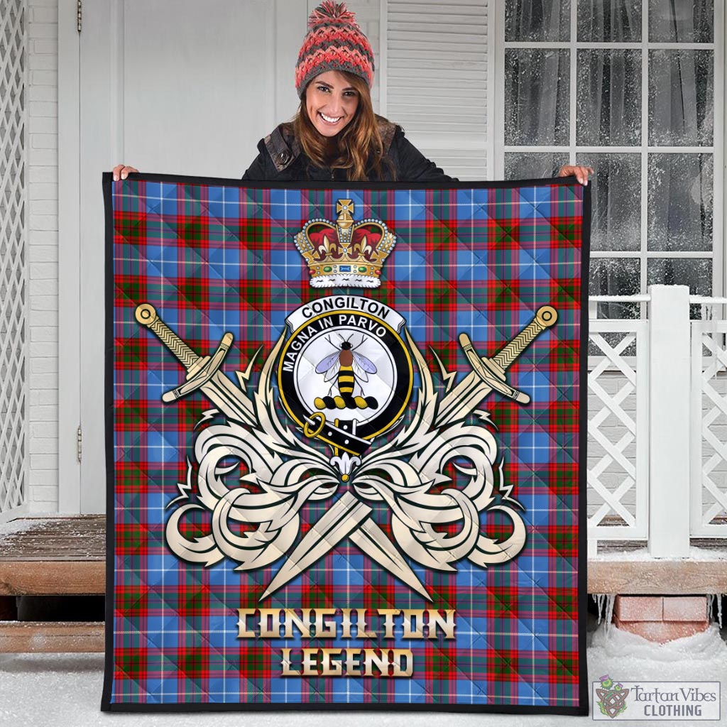 Congilton Tartan Quilt with Clan Crest and the Golden Sword of Courageous Legacy - Tartan Vibes Clothing