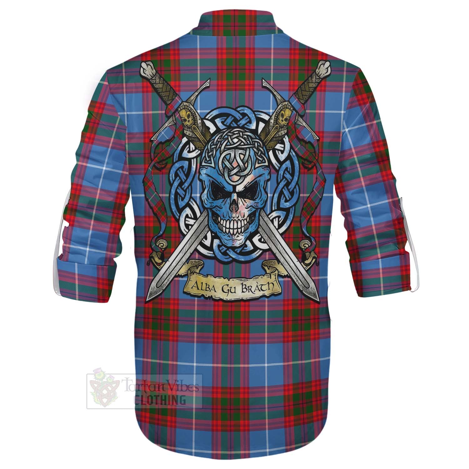 Congilton Tartan Ghillie Kilt Shirt with Family Crest Celtic Skull Style - Tartan Vibes Clothing