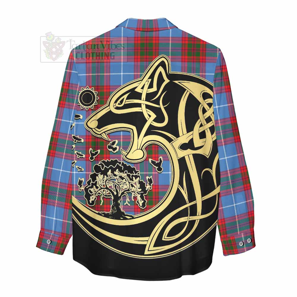 Congilton Tartan Women's Casual Shirt with Family Crest Celtic Wolf Style - Tartan Vibes Clothing