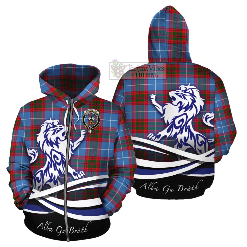 Congilton Tartan Cotton Hoodie with Alba Gu Brath Regal Lion Emblem - Tartan Vibes Clothing