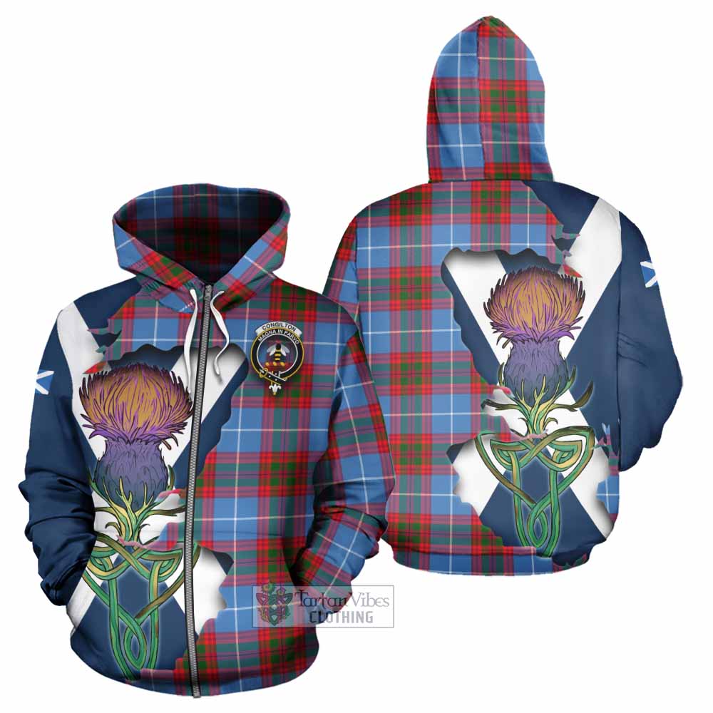 Congilton Tartan Family Crest Hoodie Scottish Thistle Celtic Inspired Zip Hoodie - Tartan Vibes Clothing
