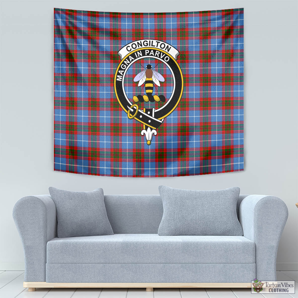 Congilton Tartan Tapestry Wall Hanging and Home Decor for Room with Family Crest - Tartan Vibes Clothing