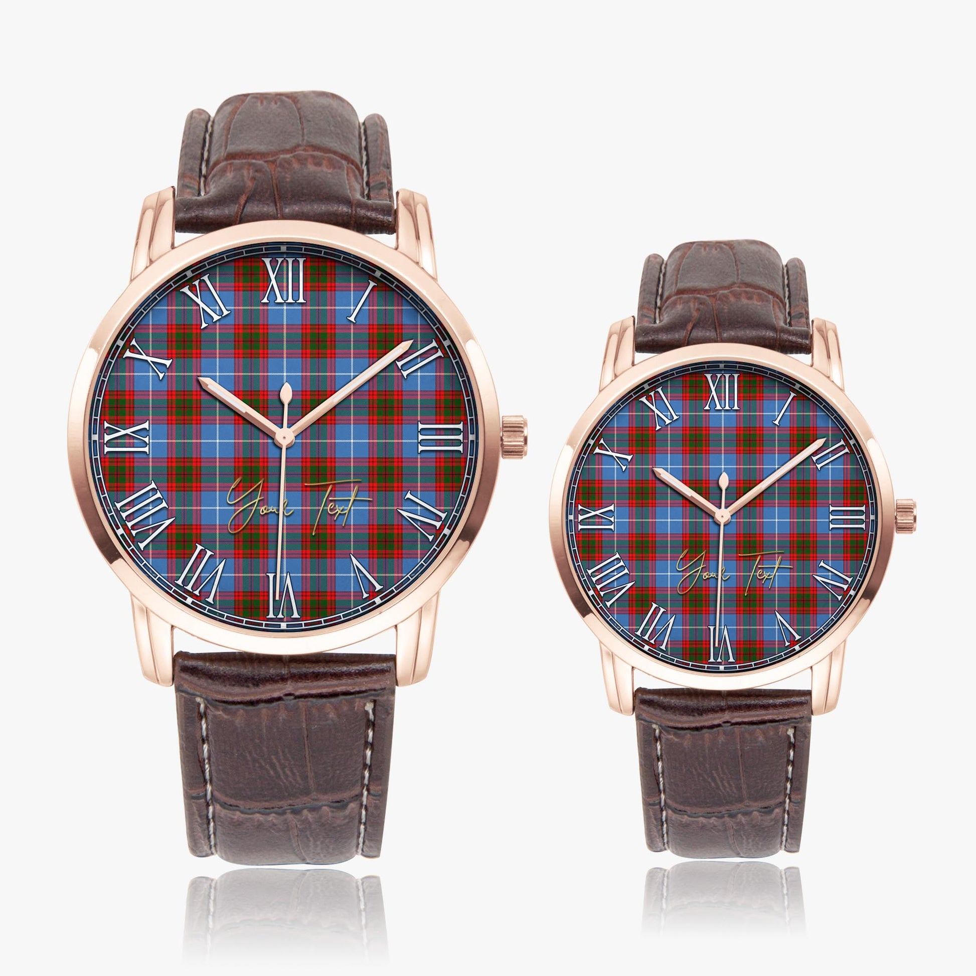 Congilton Tartan Personalized Your Text Leather Trap Quartz Watch - Tartan Vibes Clothing
