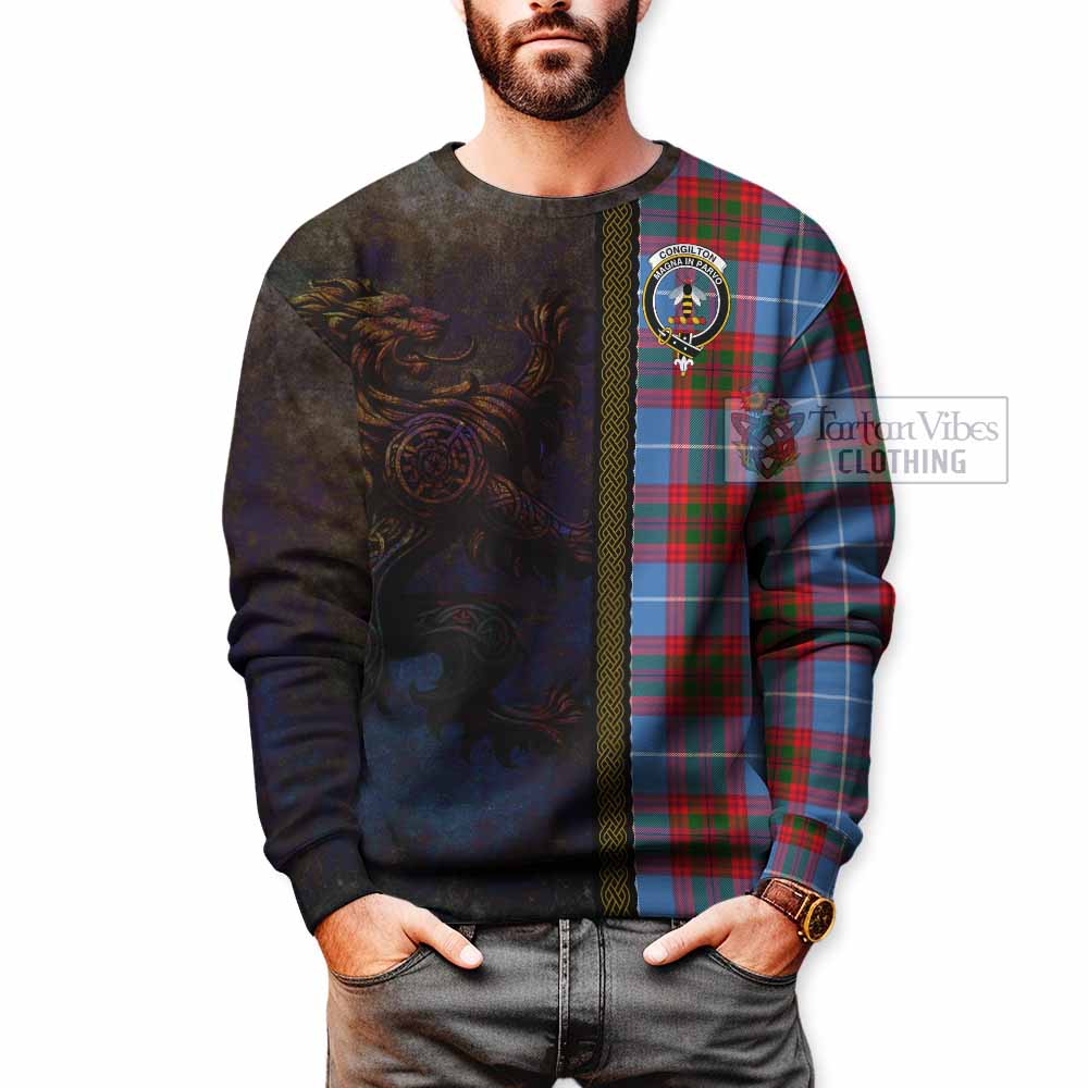 Congilton Tartan Family Crest Sweatshirt Alba Gu Brath Be Brave Lion Ancient Style - Tartan Vibes Clothing