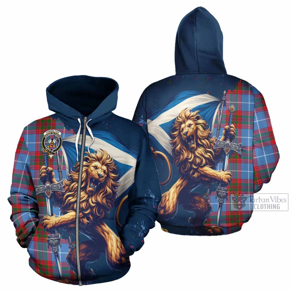 Congilton Tartan Family Crest Hoodie with Scottish Majestic Lion - Tartan Vibes Clothing