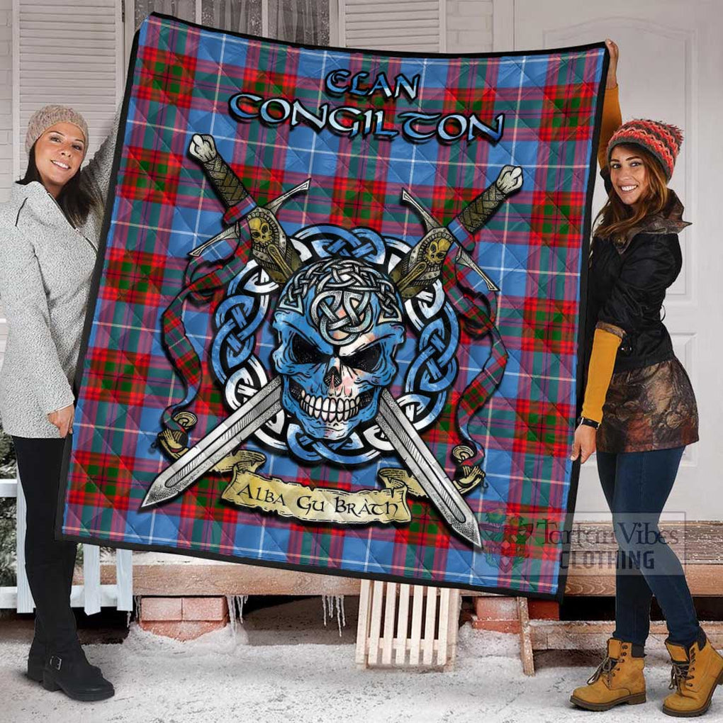 Congilton Tartan Quilt with Celtic Skull Alba Gu Brath Style - Tartan Vibes Clothing
