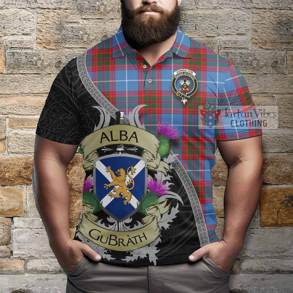 Congilton Tartan Family Crest Polo Shirt Lion Rampant Royal Thistle Shield Celtic Inspired - Tartan Vibes Clothing