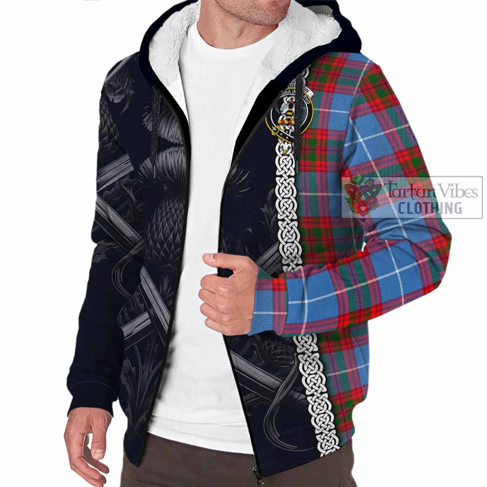 Congilton Tartan Sherpa Hoodie with Family Crest Cross Sword Thistle Celtic Vibes - Tartan Vibes Clothing