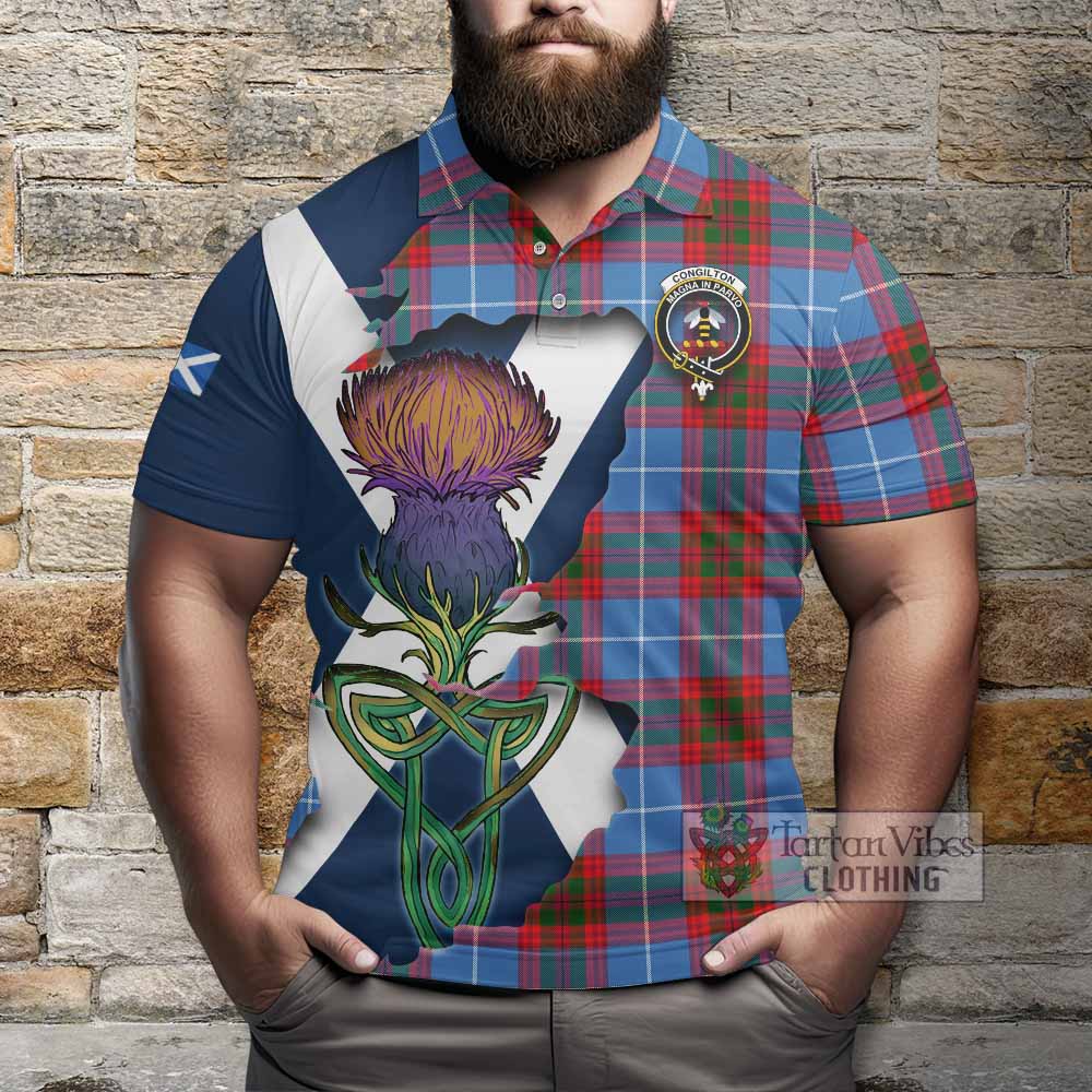 Congilton Tartan Family Crest Polo Shirt Scottish Thistle Celtic Inspired - Tartan Vibes Clothing