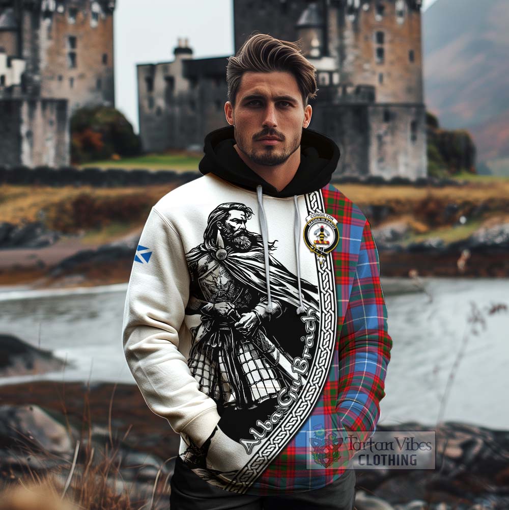 Congilton Tartan Clan Crest Cotton Hoodie with Highlander Warrior Celtic Style - Tartan Vibes Clothing