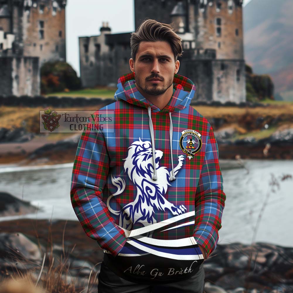 Congilton Tartan Cotton Hoodie with Alba Gu Brath Regal Lion Emblem - Tartan Vibes Clothing