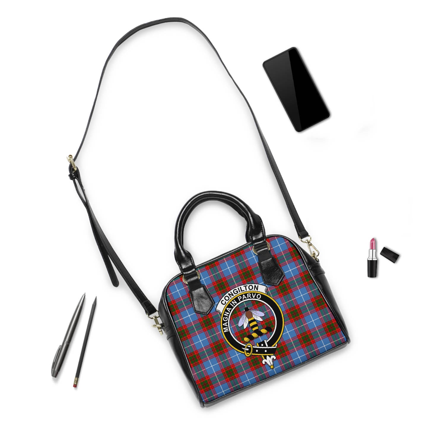Congilton Tartan Shoulder Handbags with Family Crest - Tartan Vibes Clothing