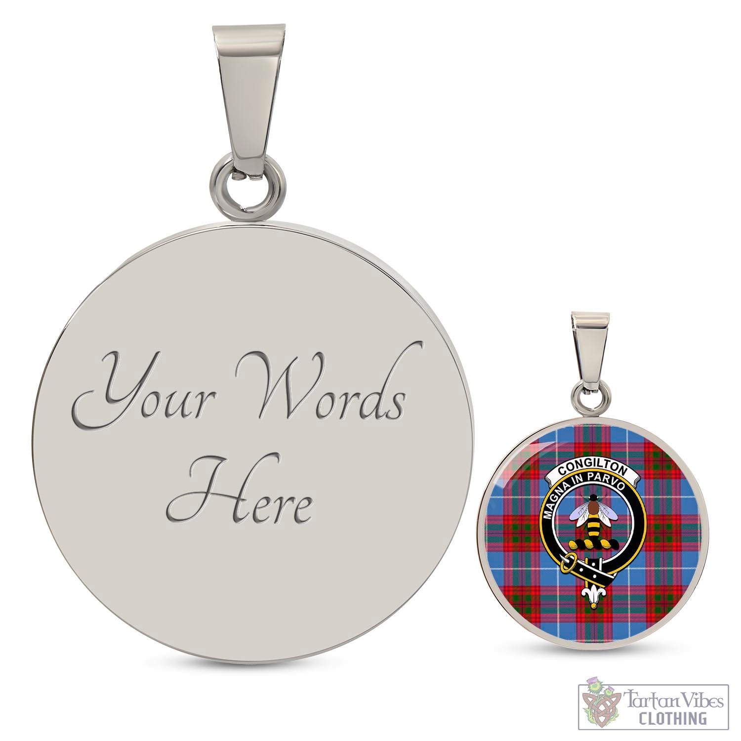 Congilton Tartan Circle Necklace with Family Crest Luxury Necklace (Silver) Yes - Tartan Vibes Clothing