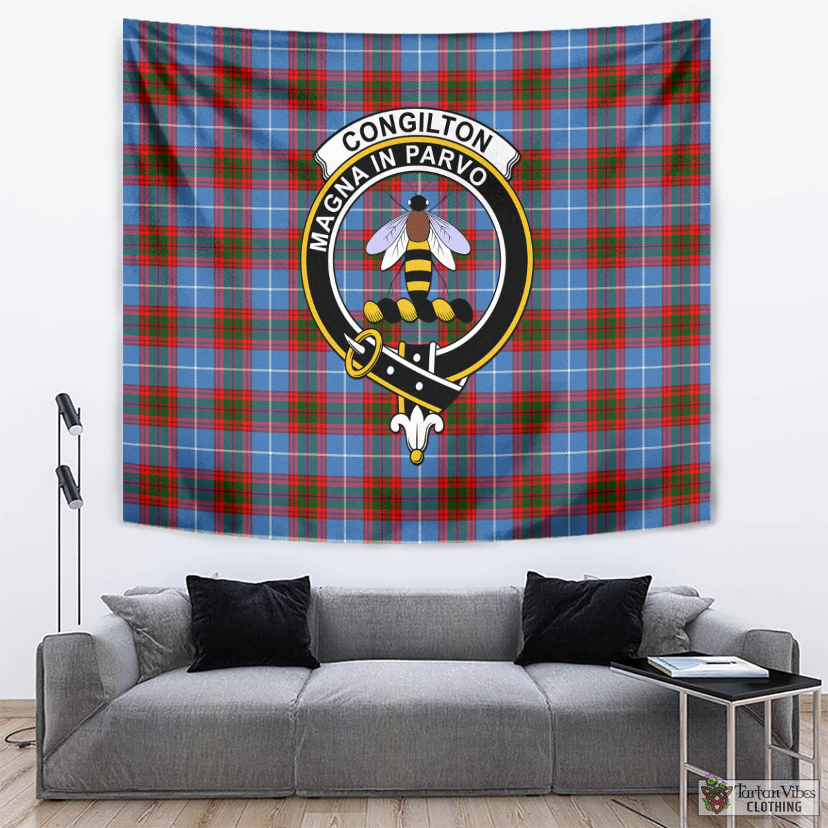 Congilton Tartan Tapestry Wall Hanging and Home Decor for Room with Family Crest - Tartan Vibes Clothing