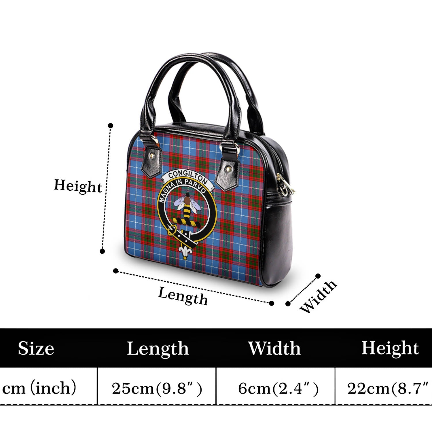 Congilton Tartan Shoulder Handbags with Family Crest - Tartan Vibes Clothing