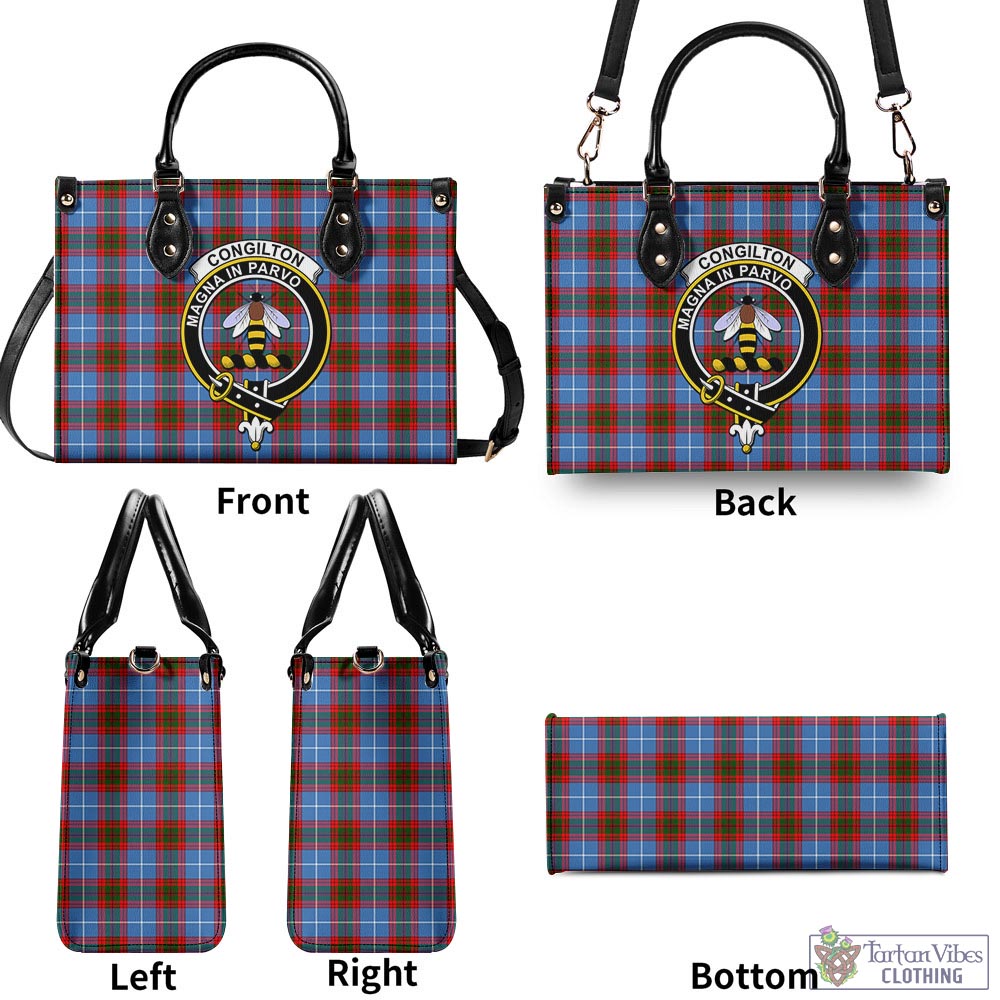 Congilton Tartan Luxury Leather Handbags with Family Crest - Tartan Vibes Clothing