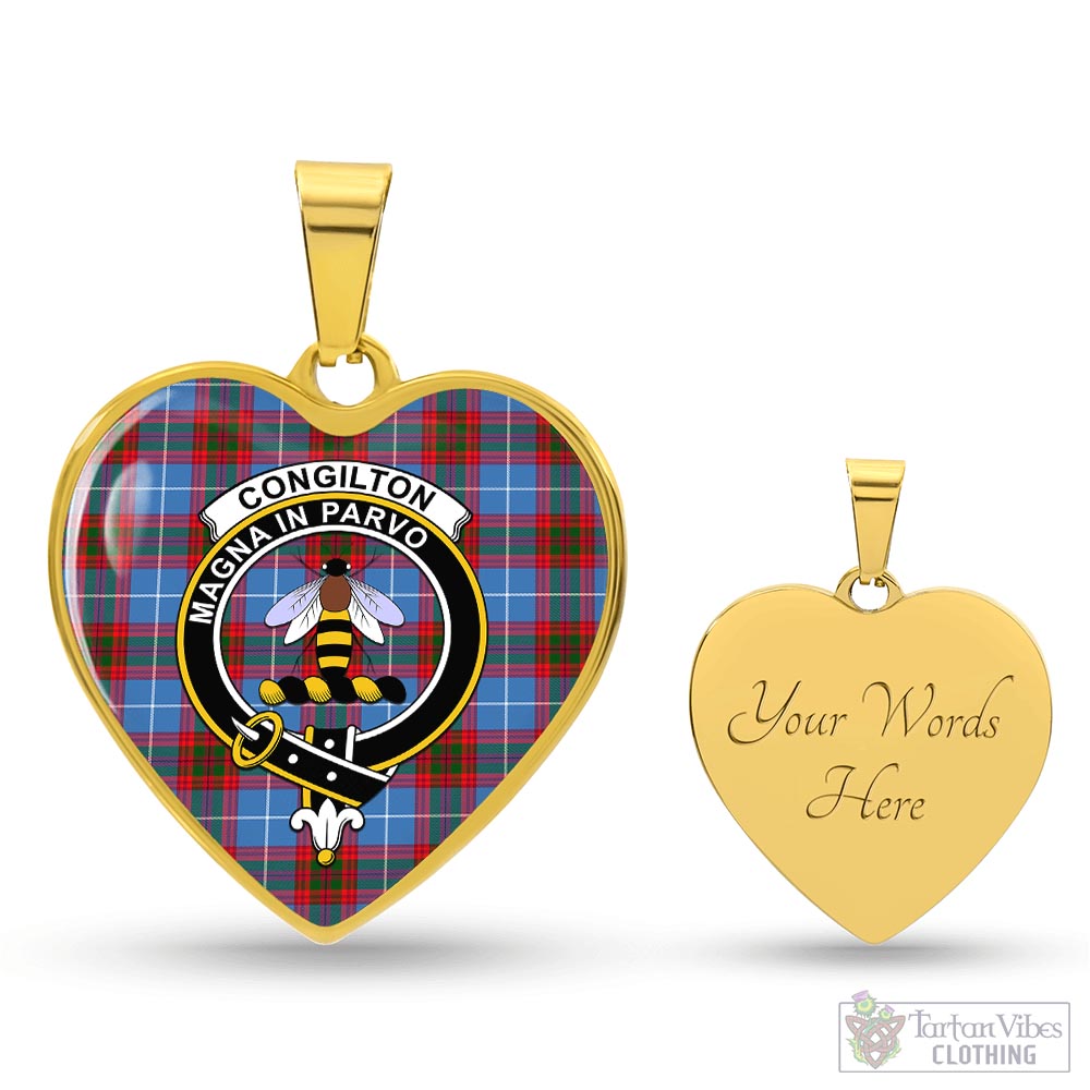 Congilton Tartan Heart Necklace with Family Crest Luxury Necklace (Gold) Yes - Tartan Vibes Clothing