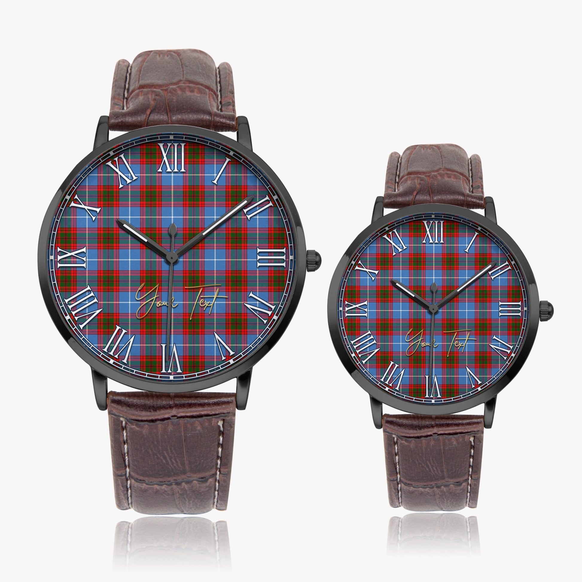 Congilton Tartan Personalized Your Text Leather Trap Quartz Watch - Tartan Vibes Clothing