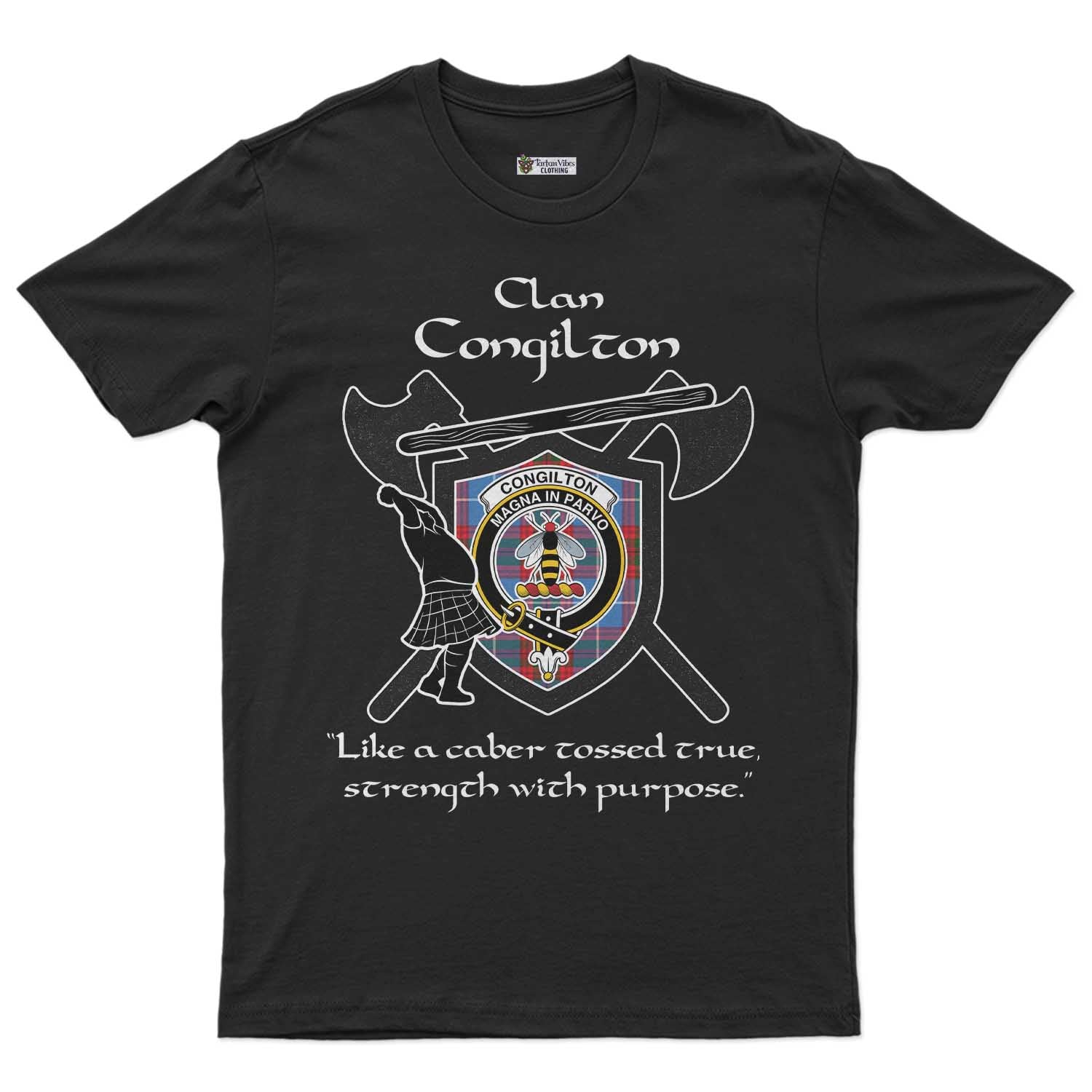 Congilton Clan Crest Highland Game T Shirt Strength With Purpose Style Unisex S Cotton Fabric - Tartan Vibes Clothing