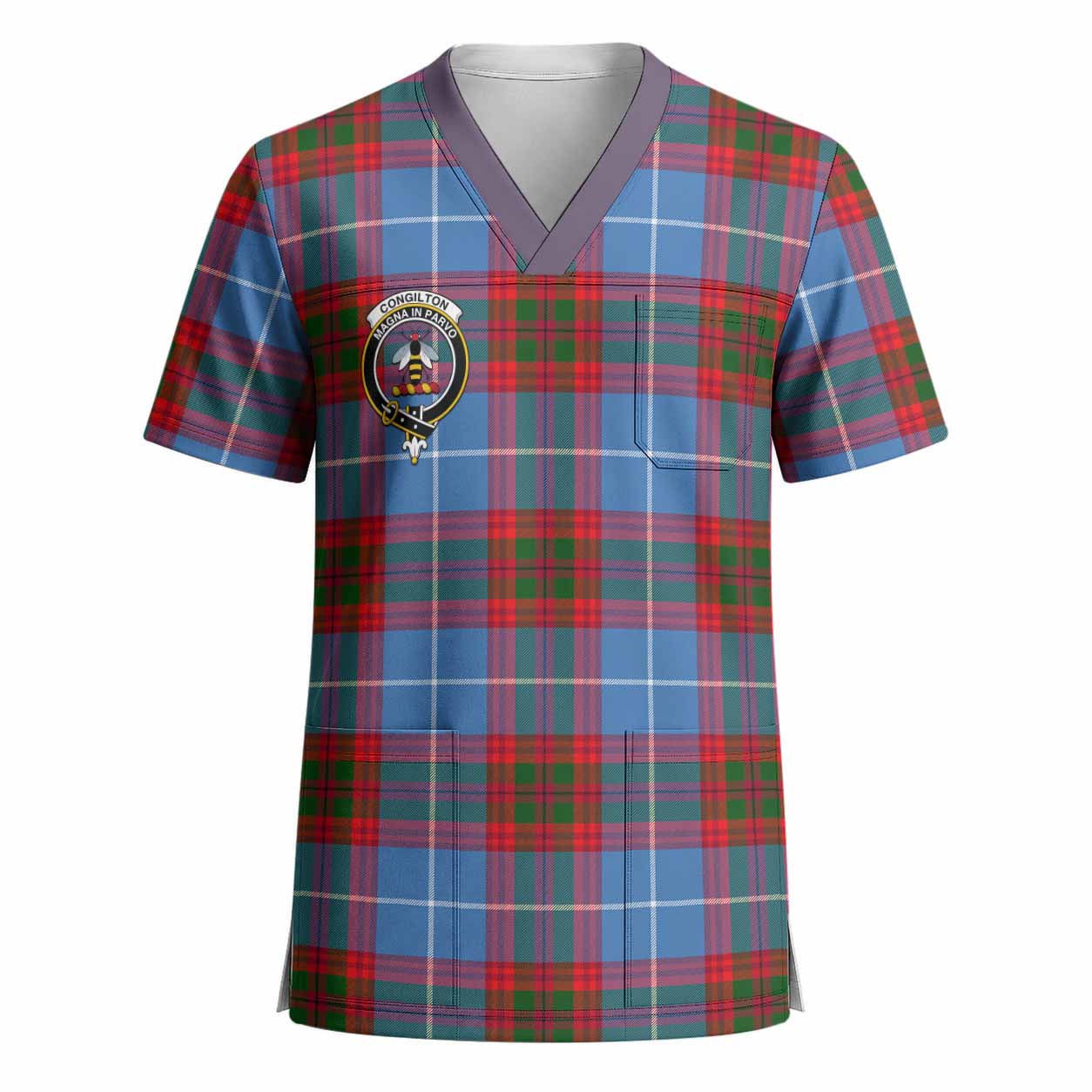Congilton Crest Tartan Scrub Top - Tartan Vibes Clothing