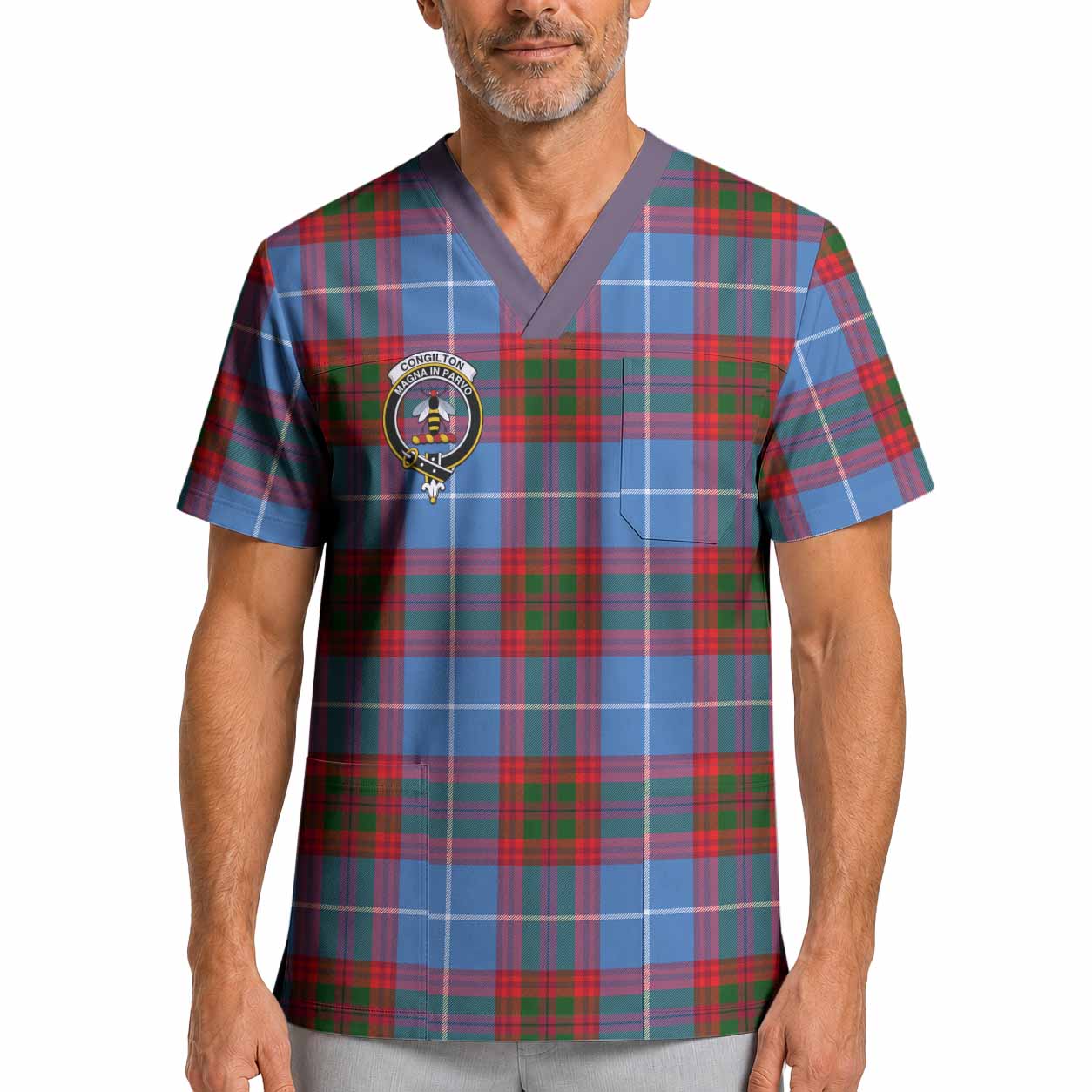 Congilton Crest Tartan Scrub Top XL - Tartan Vibes Clothing