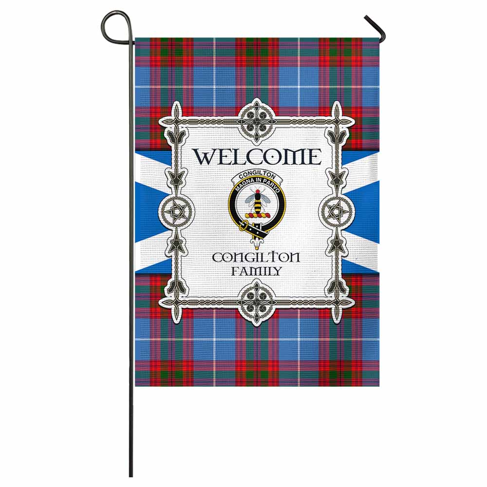 Congilton Family Crest Tartan Welcome Garden Flag Saltire Harmony Style - Tartan Vibes Clothing