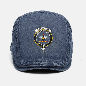 Congilton Scottish Clan Crest Washed Flat Cap - Unisex Jeff Cap