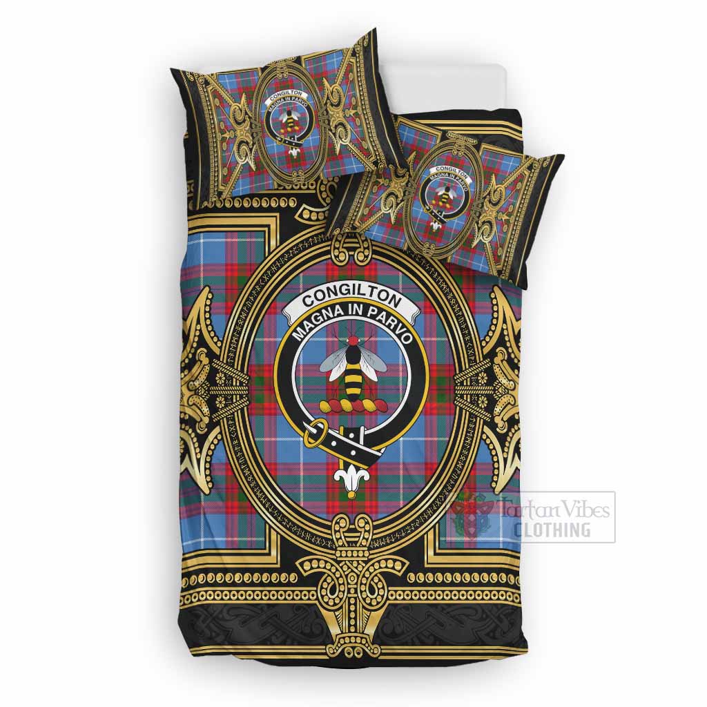Congilton Scottish Tartan Crest Bedding Set Royal Stylized