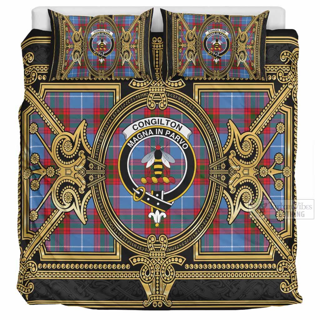 Congilton Scottish Tartan Crest Bedding Set Royal Stylized