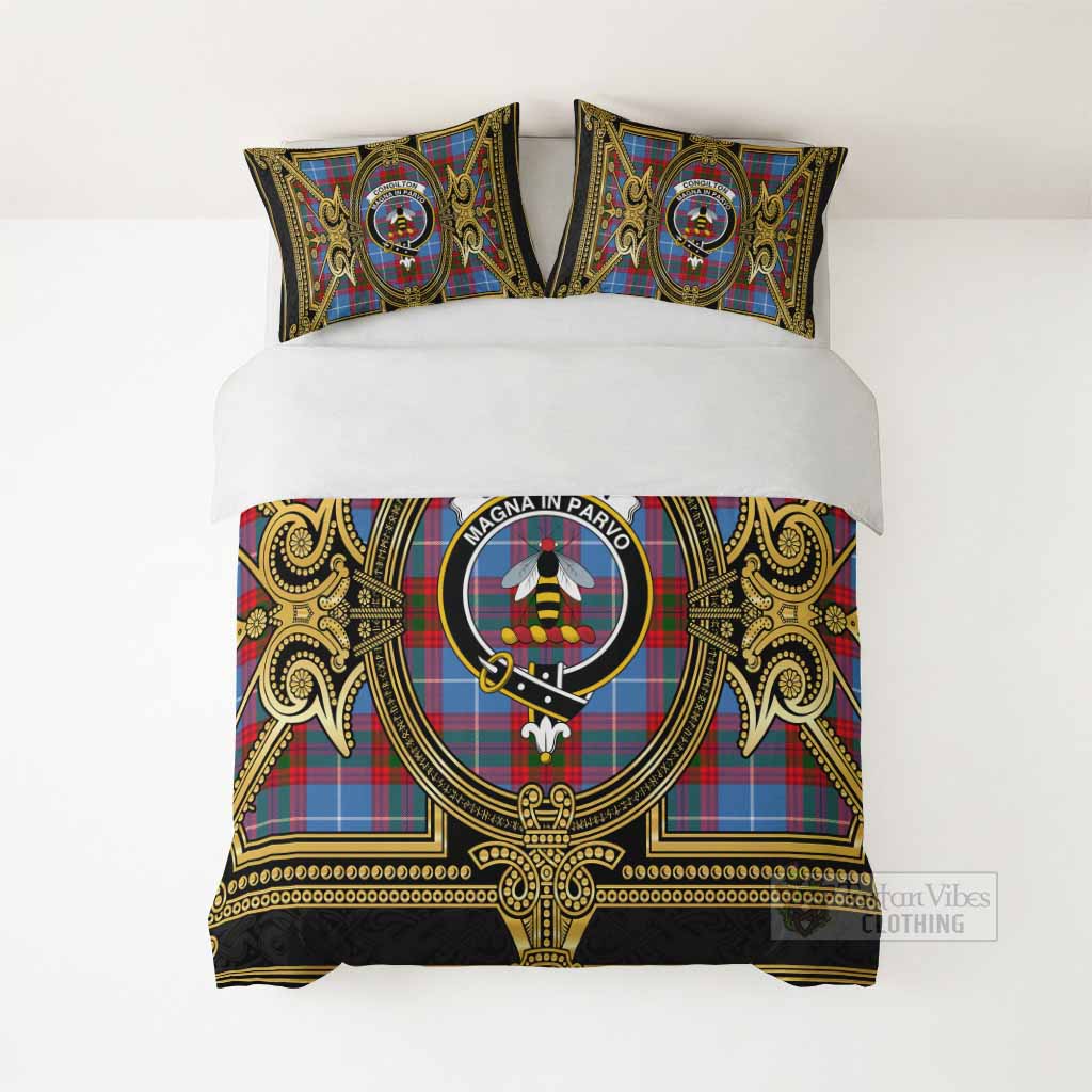 Congilton Scottish Tartan Crest Bedding Set Royal Stylized