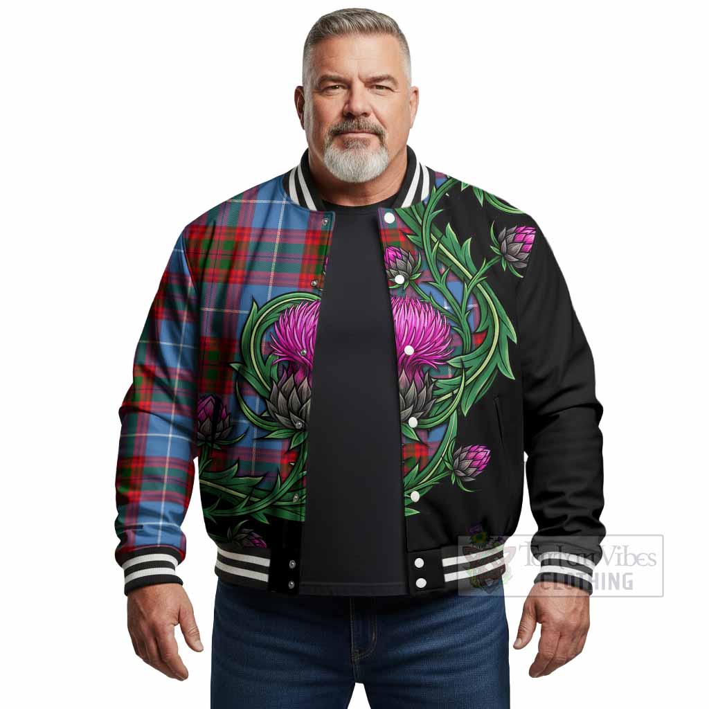 Congilton Tartan Baseball Jacket Resilient Scottish Thistle - Tartan Vibes Clothing