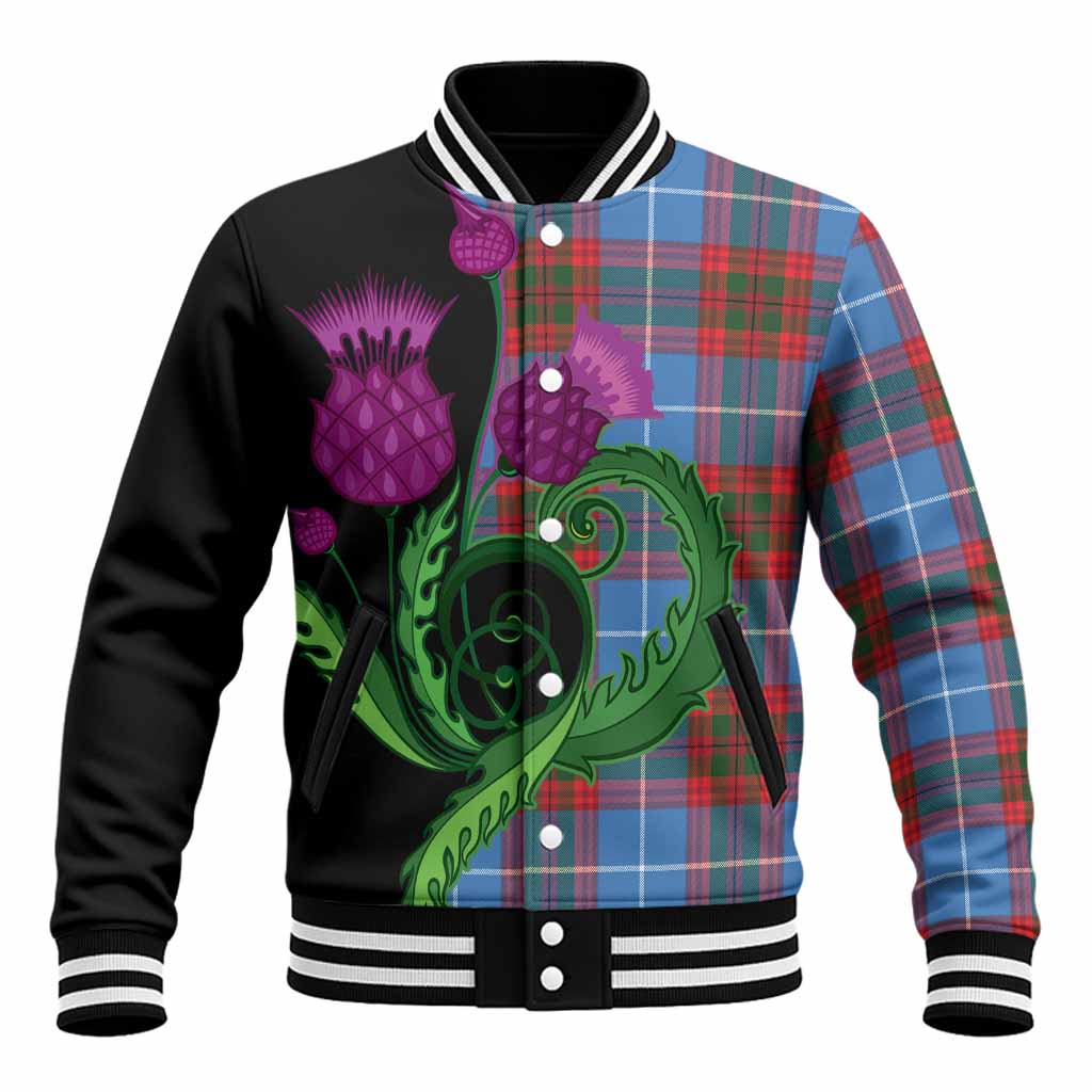 Congilton Tartan Baseball Jacket Traditional Scottish Thistle