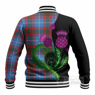 Congilton Tartan Baseball Jacket Traditional Scottish Thistle