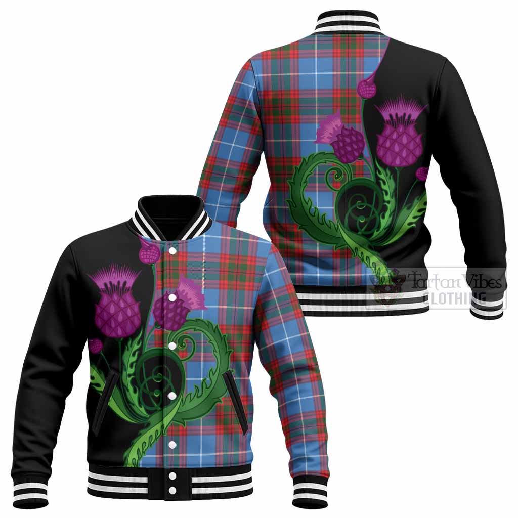 Congilton Tartan Baseball Jacket Traditional Scottish Thistle