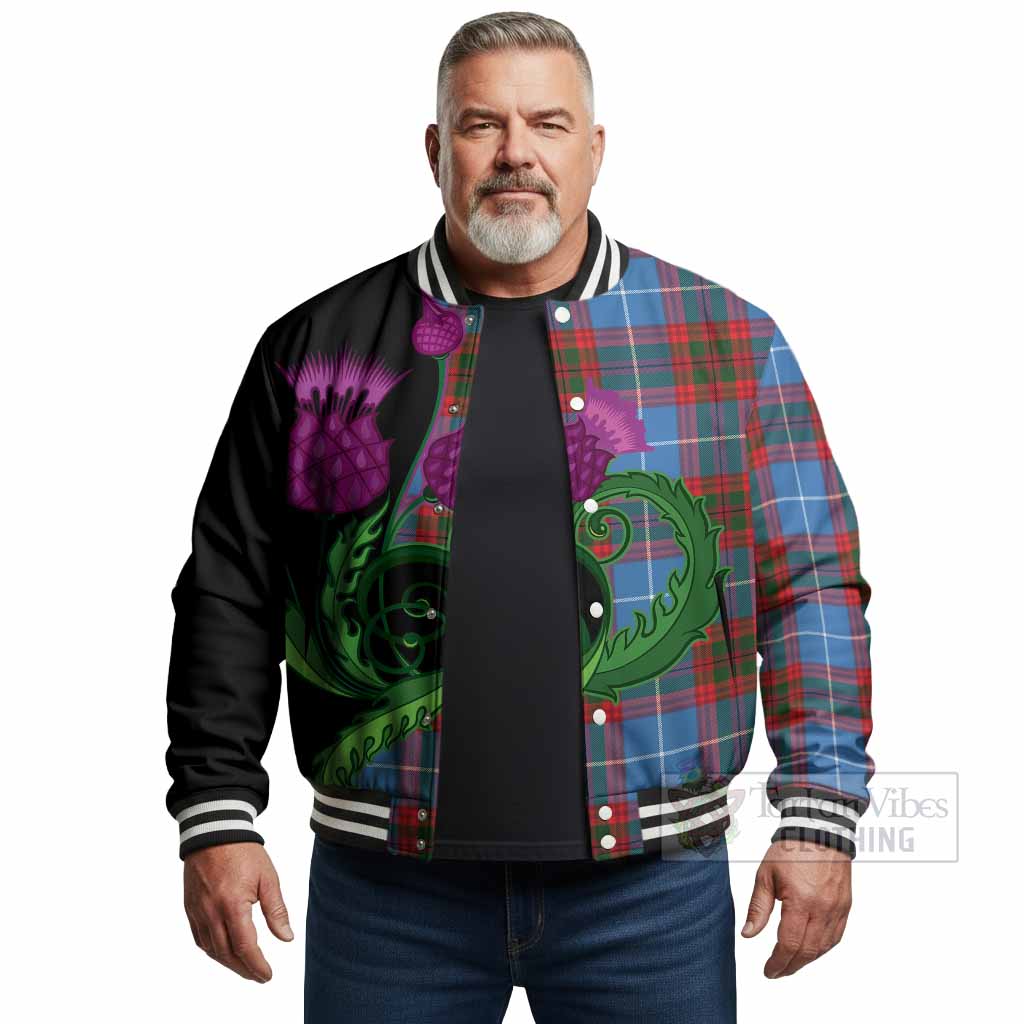 Congilton Tartan Baseball Jacket Traditional Scottish Thistle