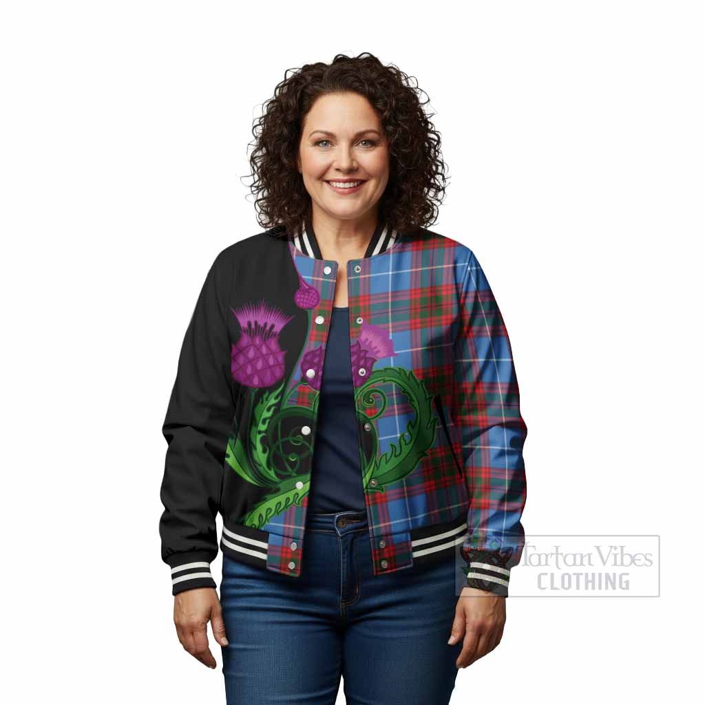 Congilton Tartan Baseball Jacket Traditional Scottish Thistle