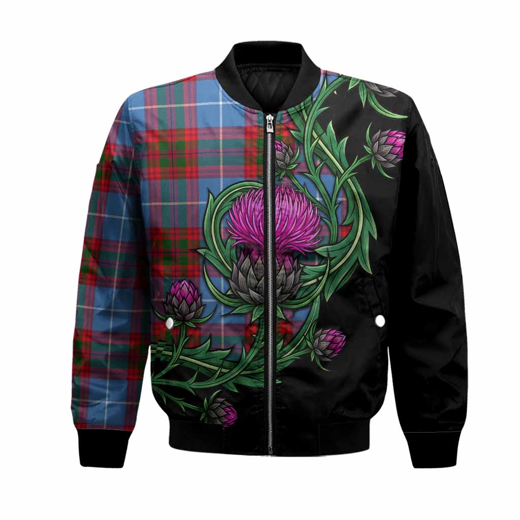 Congilton Tartan Bomber Jacket Resilient Scottish Thistle Unisex Black - Tartan Vibes Clothing