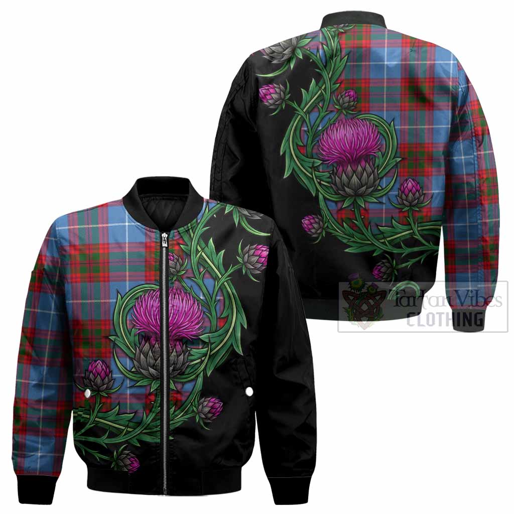 Congilton Tartan Bomber Jacket Resilient Scottish Thistle - Tartan Vibes Clothing