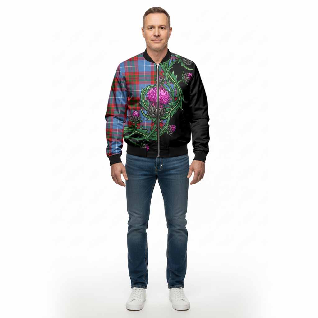 Congilton Tartan Bomber Jacket Resilient Scottish Thistle - Tartan Vibes Clothing