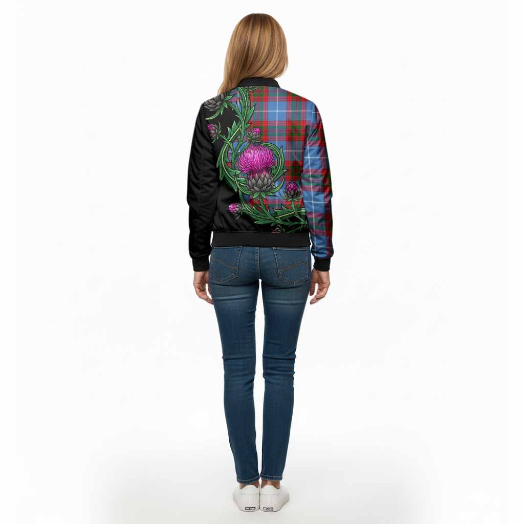 Congilton Tartan Bomber Jacket Resilient Scottish Thistle - Tartan Vibes Clothing