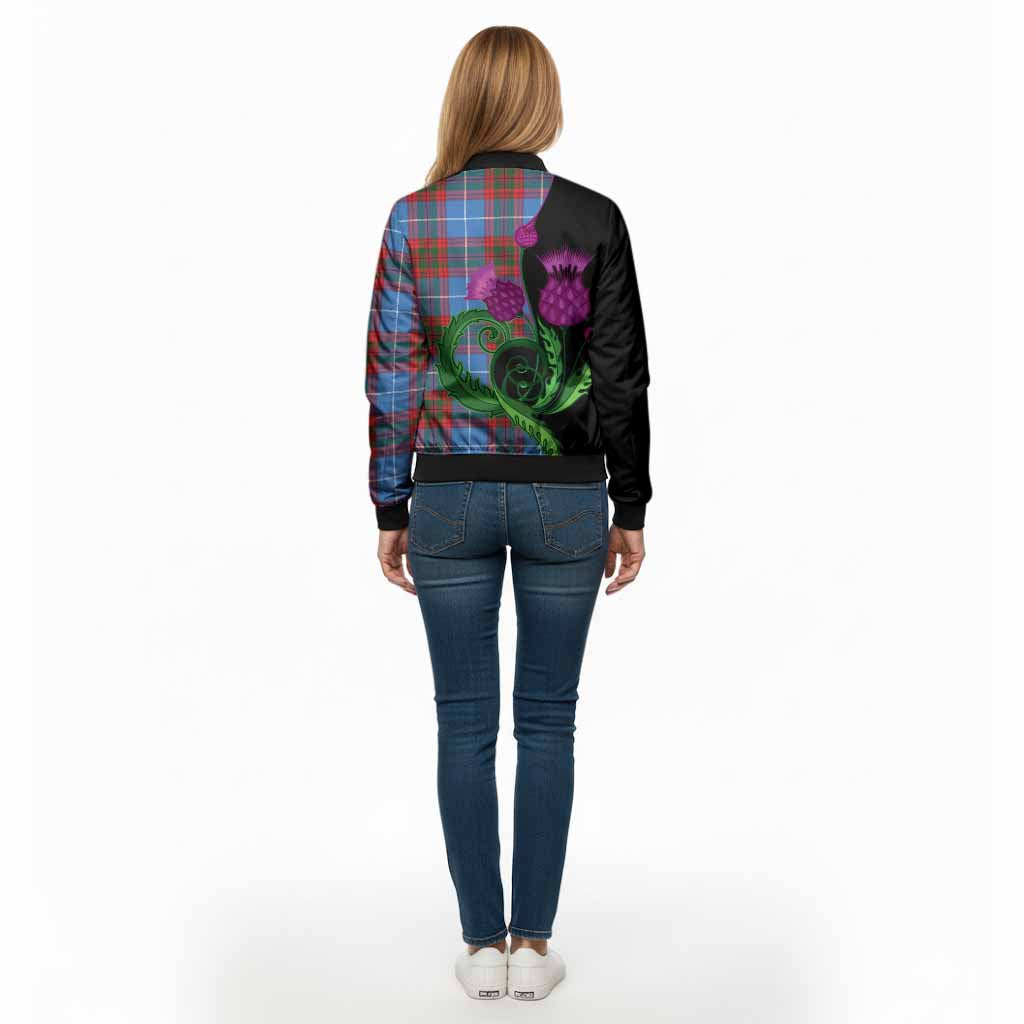 Congilton Tartan Bomber Jacket Traditional Scottish Thistle