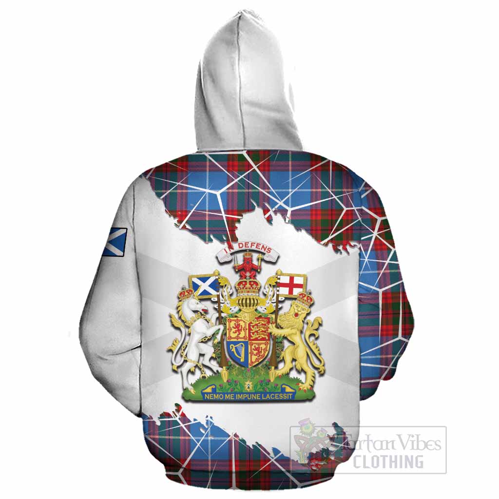 Congilton Tartan Cotton Hoodie with Family Crest and Lion Rampant Grunge Style
