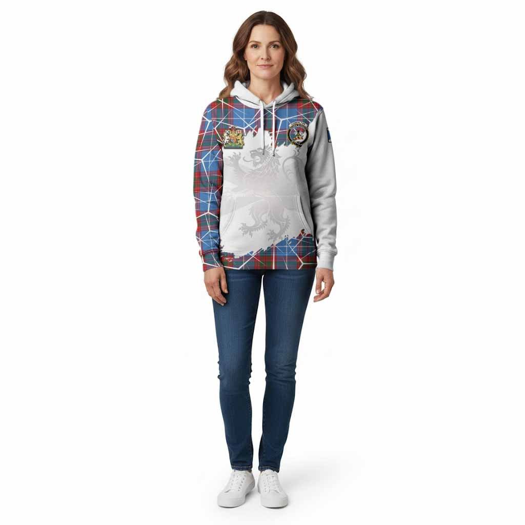 Congilton Tartan Cotton Hoodie with Family Crest and Lion Rampant Grunge Style