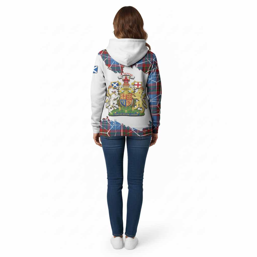 Congilton Tartan Cotton Hoodie with Family Crest and Lion Rampant Grunge Style