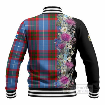 Congilton Tartan Crest Thistle Floral Baseball Jacket - Tartan Vibes Clothing