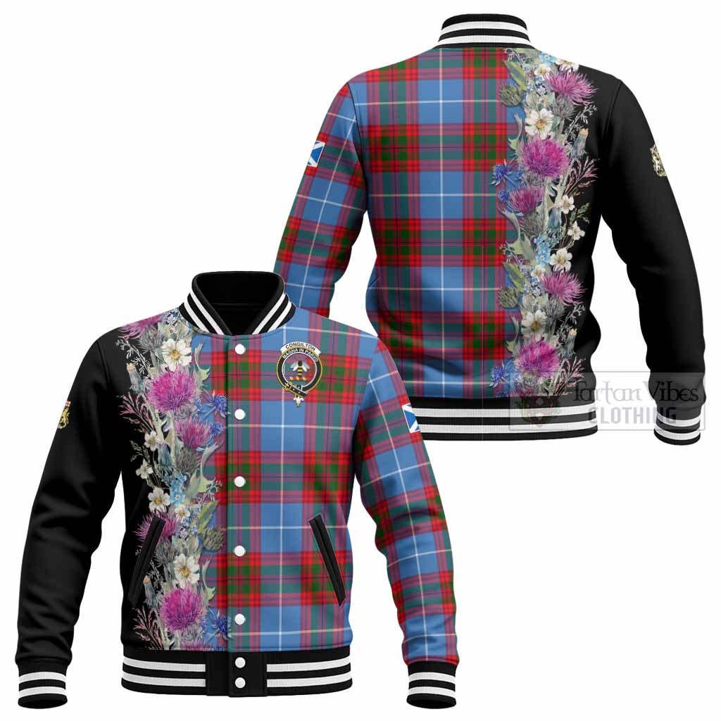 Congilton Tartan Crest Thistle Floral Baseball Jacket - Tartan Vibes Clothing