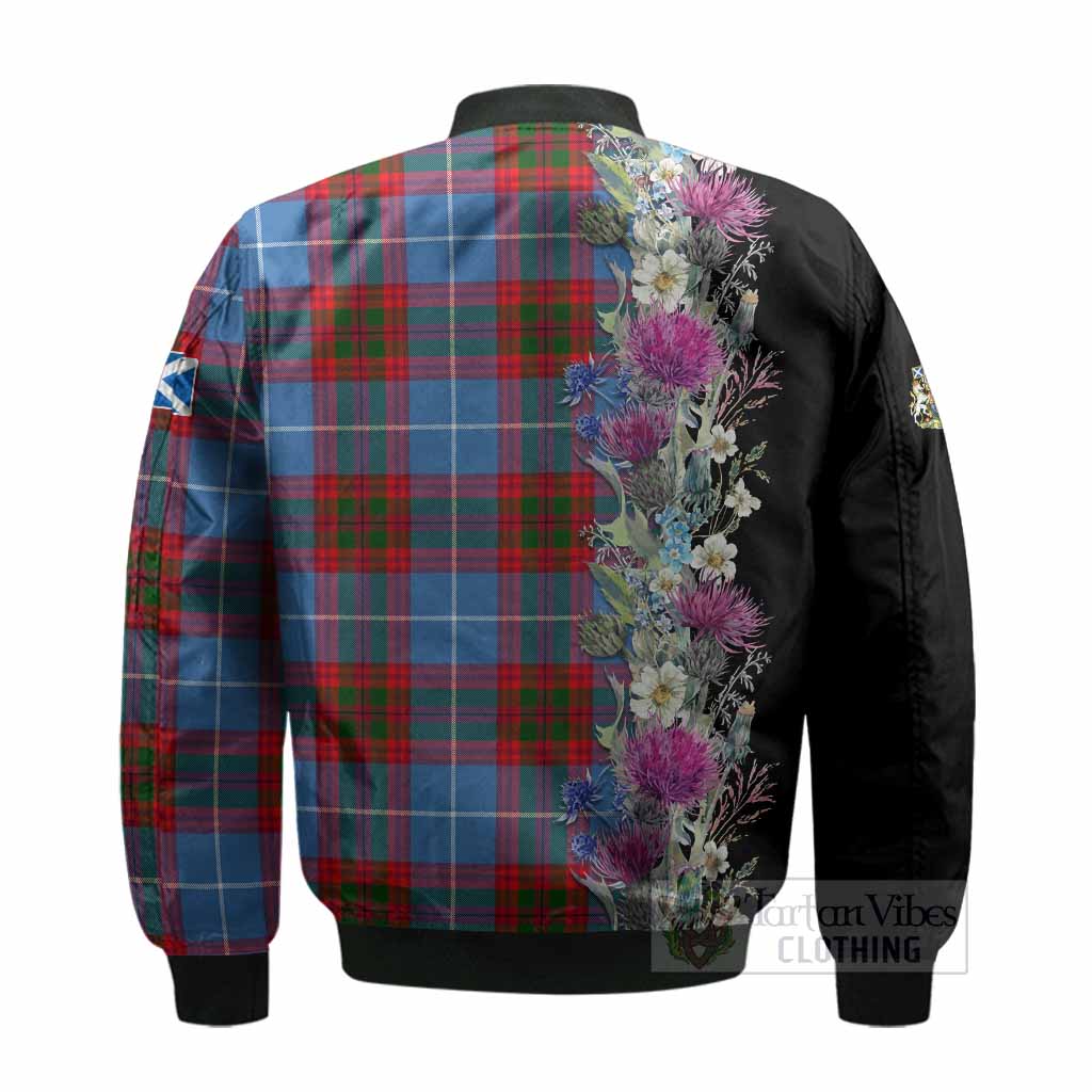 Congilton Tartan Crest Thistle Floral Bomber Jacket - Tartan Vibes Clothing
